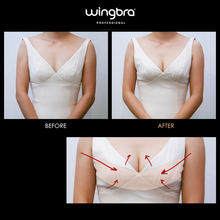 before and after comparison of WingBra , nude bra
